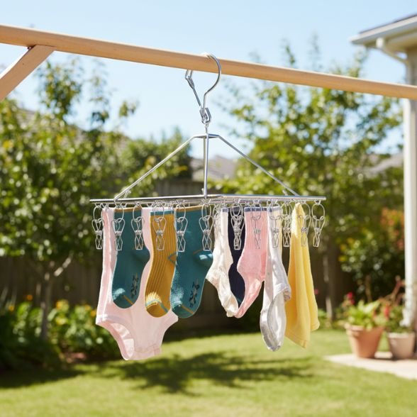 Varal Dobrável de Aço Inox Multiuso com Prendedores - Imagem 5