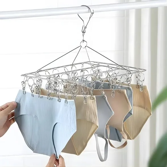 Varal Dobrável de Aço Inox Multiuso com Prendedores - Imagem 6