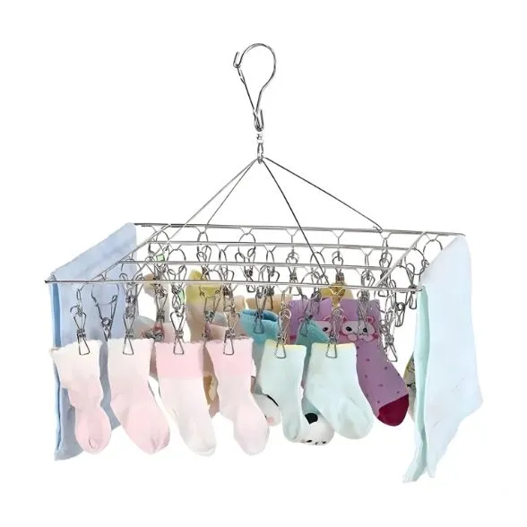 Varal Dobrável de Aço Inox Multiuso com Prendedores - Imagem 7