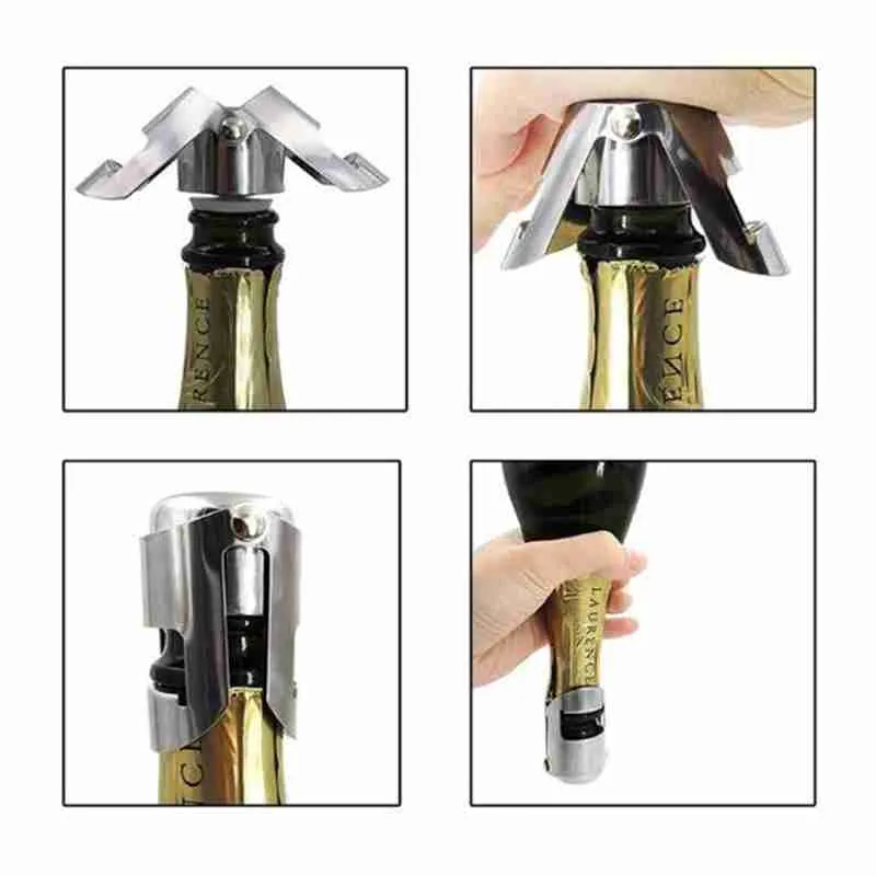 Tampa Pressão a Vacuo Rolha em Inox Para Garrafa Champagne Vinho - Imagem 7