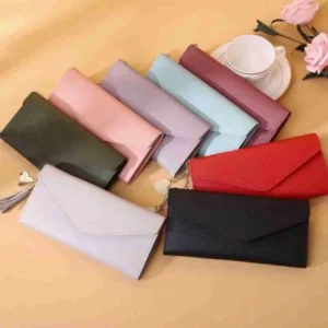 Carteira Feminina Envelope Com Zíper E Pingente