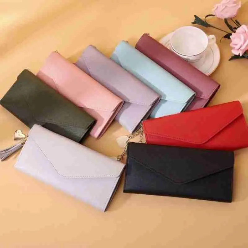 Carteira Feminina Envelope Com Zíper E Pingente