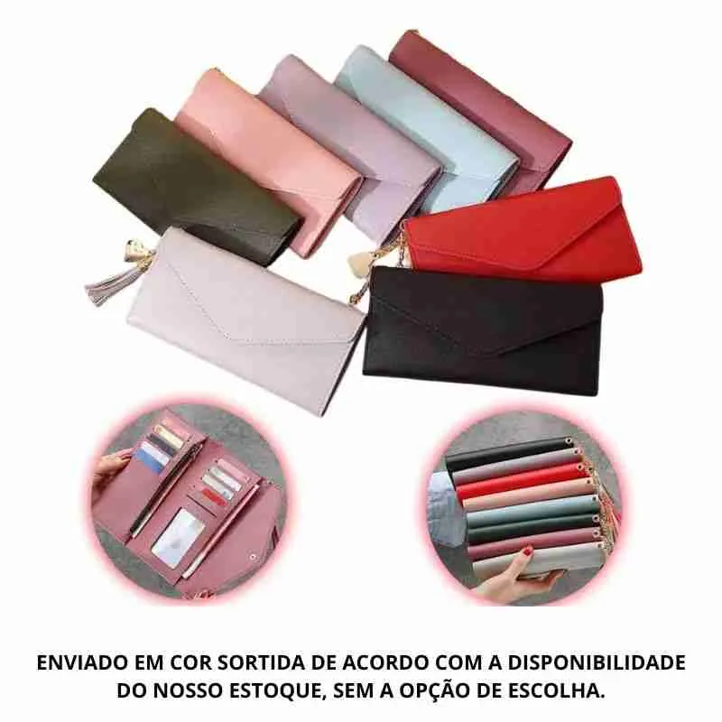 Carteira Feminina Envelope Com Zíper E Pingente - Imagem 7