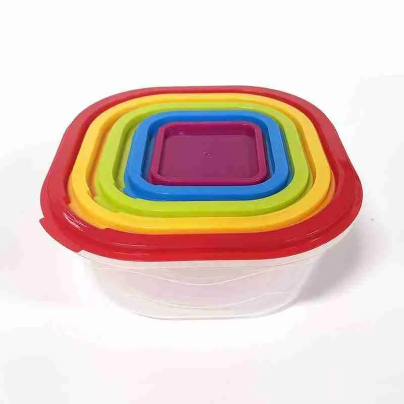 Conjunto 5 Potes Quadrados Empilháveis para Alimentos - Imagem 4