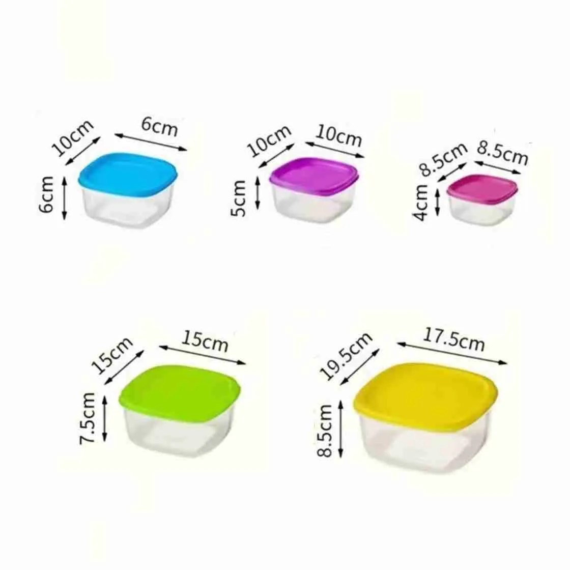 Conjunto 5 Potes Quadrados Empilháveis para Alimentos - Imagem 8