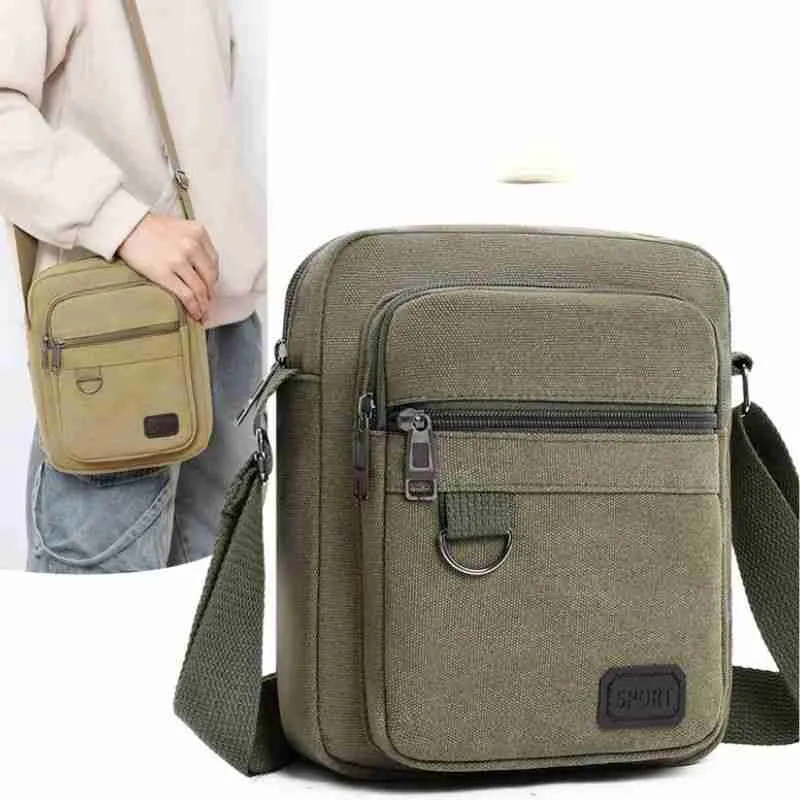 Bolsa Transversal de Ombro Casual Lona Vintage Unisex - Imagem 2