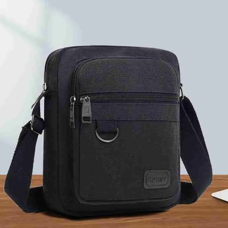 Bolsa Transversal de Ombro Casual Lona Vintage Unisex - Imagem 4