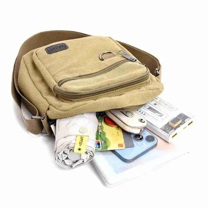 Bolsa Transversal de Ombro Casual Lona Vintage Unisex - Imagem 6