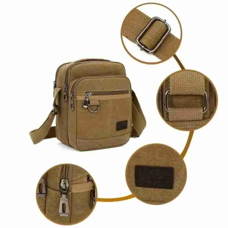 Bolsa Transversal de Ombro Casual Lona Vintage Unisex - Imagem 8