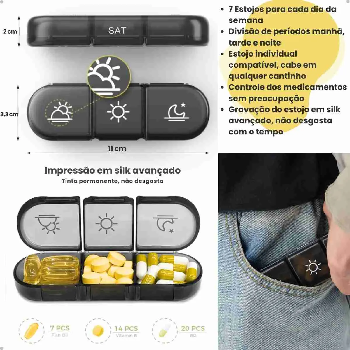 Porta Comprimido Semanal Triplo – Organizador de Remédios - Imagem 5