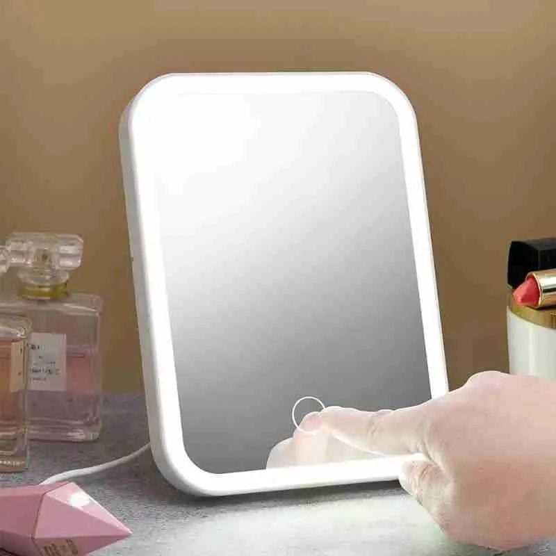 Espelho Portátil Luz Led Touch Quadrado - Imagem 2