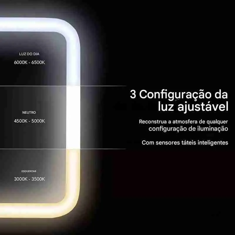 Espelho Portátil Luz Led Touch Quadrado - Imagem 6