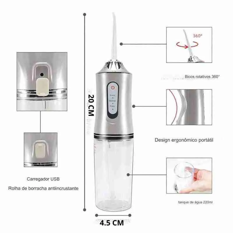 Aparelho Higiene Dental Bucal Jato D`Água Irrigador Portátil - Imagem 9