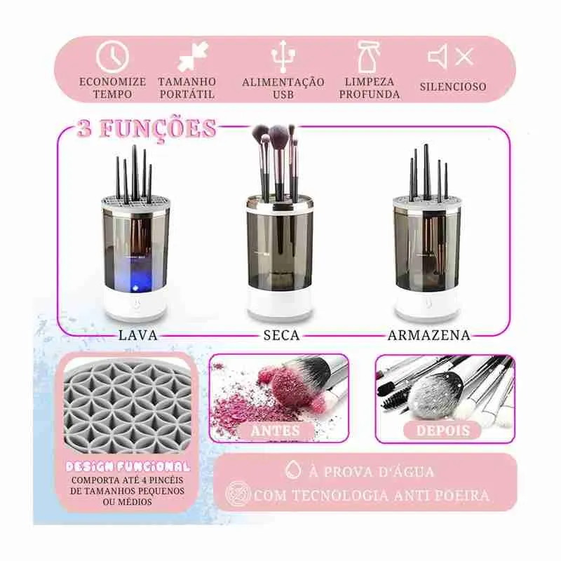 Limpador De Pinceis De Maquiagem Elétrico USB - Imagem 6