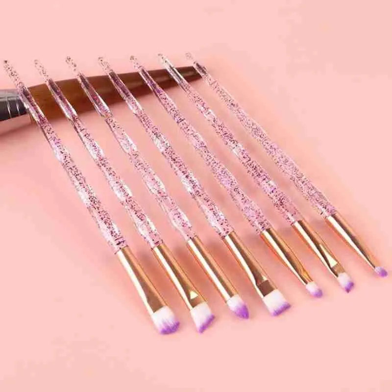 Kit Pincel De Maquiagem Cabo Glitter – 07 Peças - Imagem 2