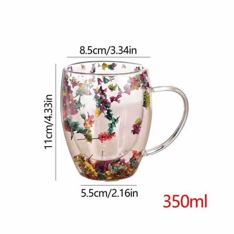 Xícara De Vidro Parede Dupla Com Flor Seca – 350ML - Imagem 9
