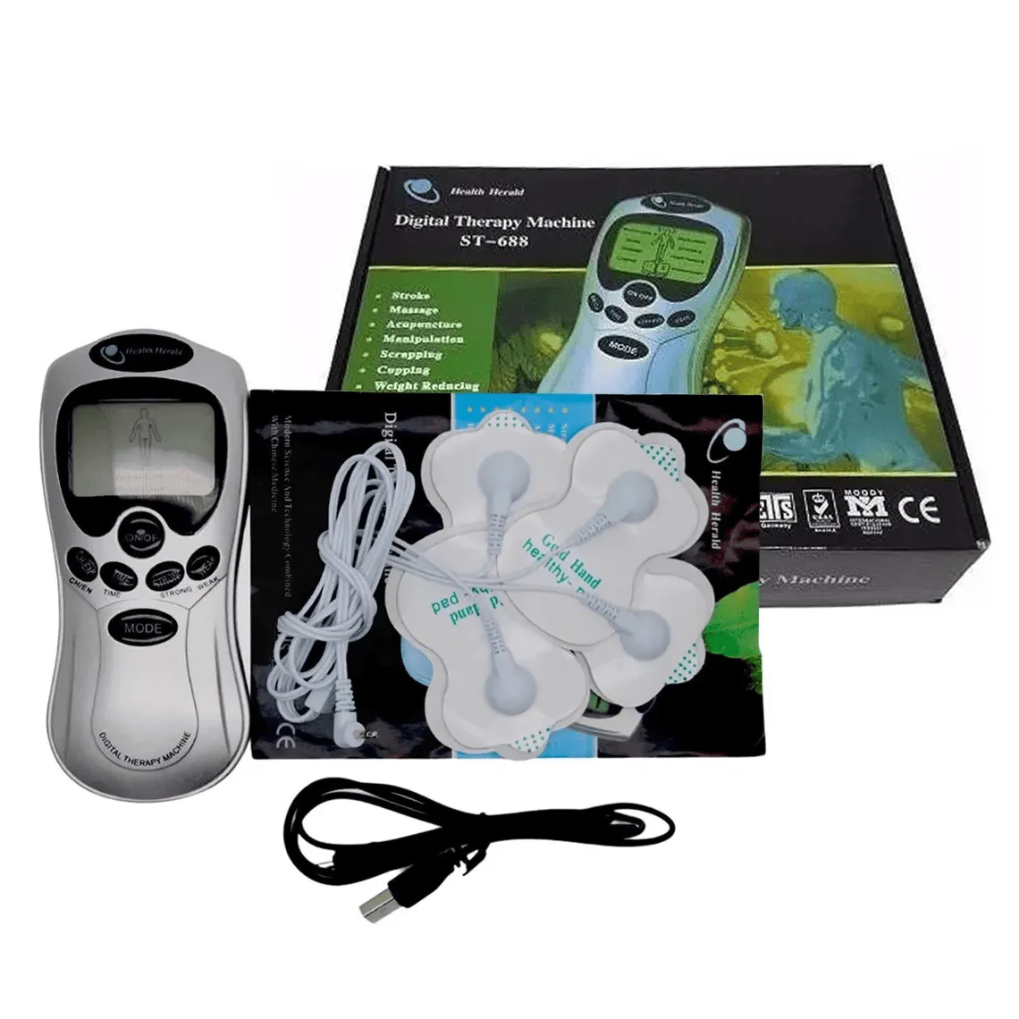 Aparelho Massagem Choque 4 Eletrodos Therapy Machine Massageador Muscular Tens e Fes - Imagem 2