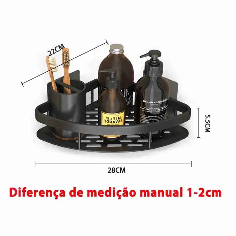 Suporte Prateleira De Canto Para Banheiro de Metal – Sem furo - Imagem 9
