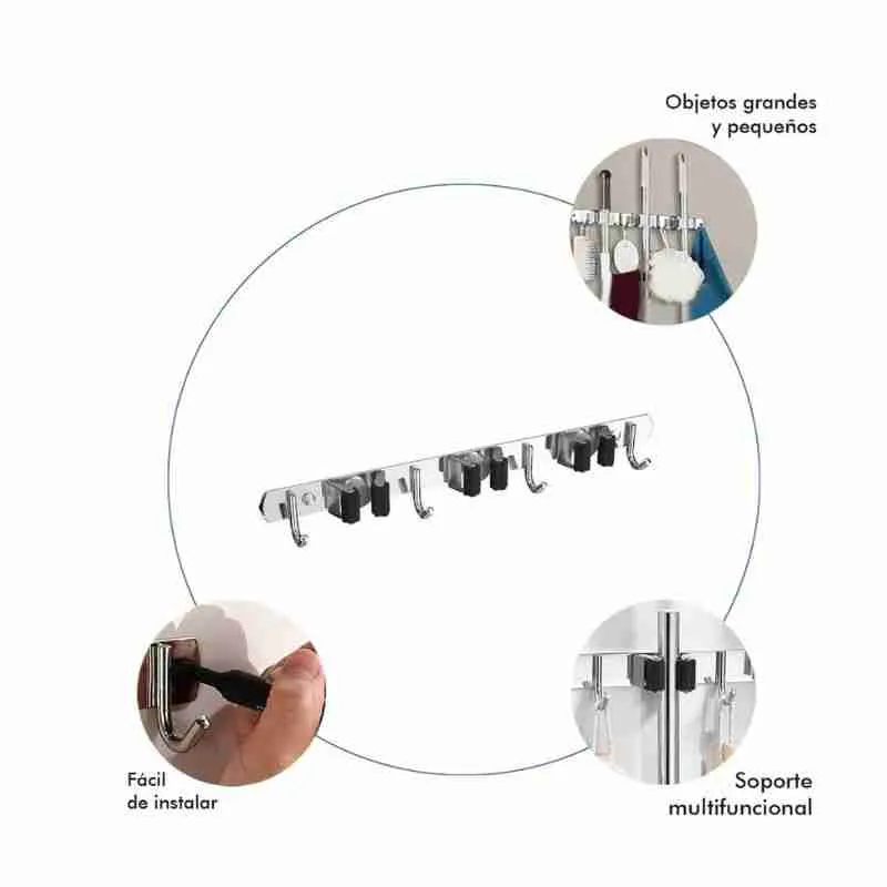 Suporte De Parede Com Gancho Para Vassoura E Ferramentas - Imagem 5