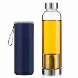 Squeeze Garrafa De Vidro Infusor Inox Neoprene 550ml