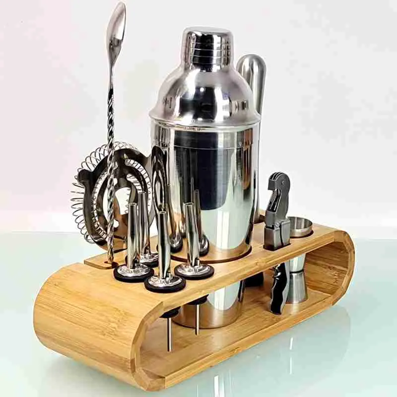 Kit Coqueteleira Aço Inox Bar Para Caipirinha e Drink + Suporte de Madeira - Imagem 4