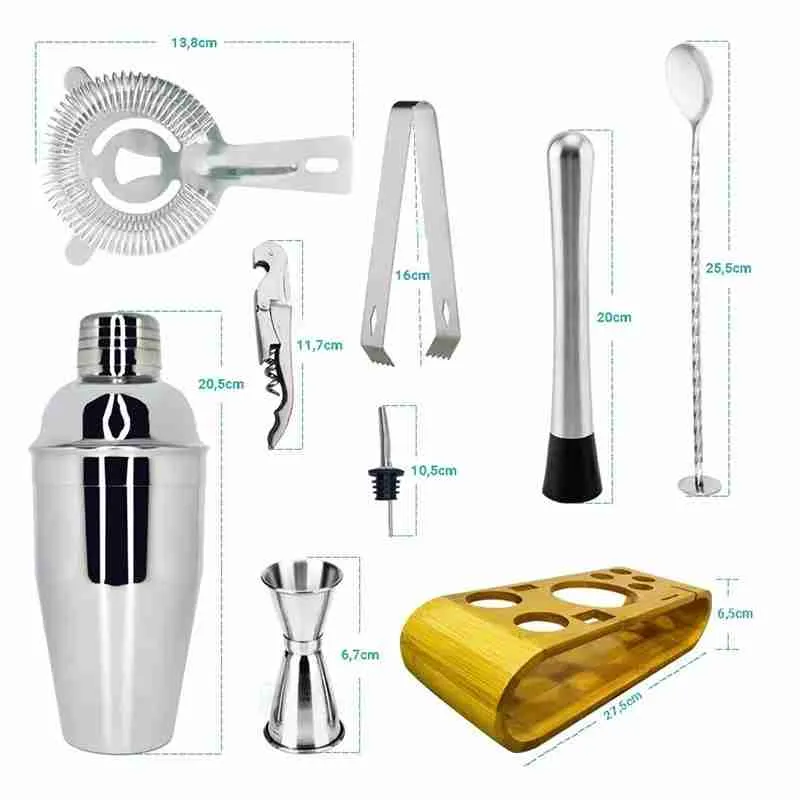 Kit Coqueteleira Aço Inox Bar Para Caipirinha e Drink + Suporte de Madeira - Imagem 7