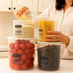 Kit 4 Potes Herméticos Empilháveis Plástico Dosador