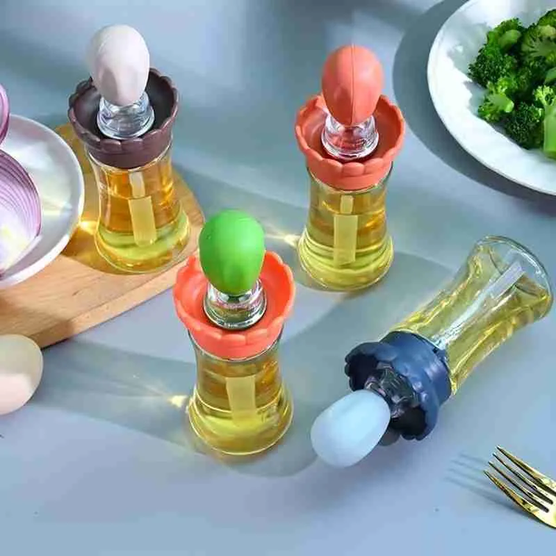 Dispenser De Óleo E Azeite 2 Em 1 Com Escova De Silicone