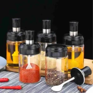 Porta Condimento de Vidro Com Tampa e Colher