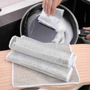 Pano De Limpeza Malha Metálica E Microfibra- Kit Com 5 Peças