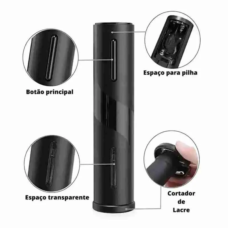 Kit Abridor de Vinhos Saca Rolhas Elétrico Automático - Imagem 5