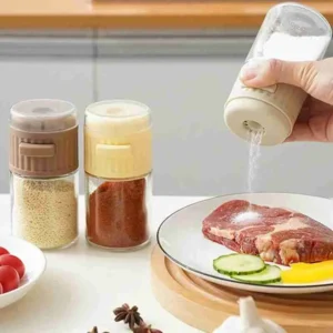 Frasco de Tempero de Vidro Com Tampa à Prova de Poeira e Função de Medida
