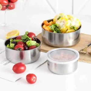 Conjunto De Tigelas Em Inox Com Tampa – 03 Peças