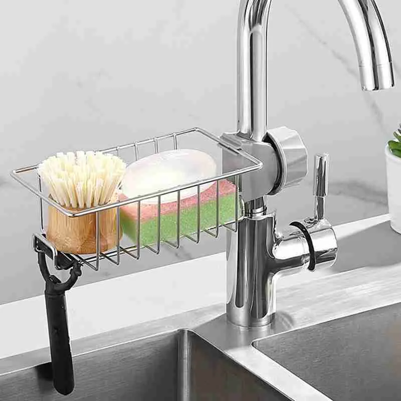 Suporte Organizador Com Fixação Na Torneira Sabão Pia Cozinha - Imagem 2