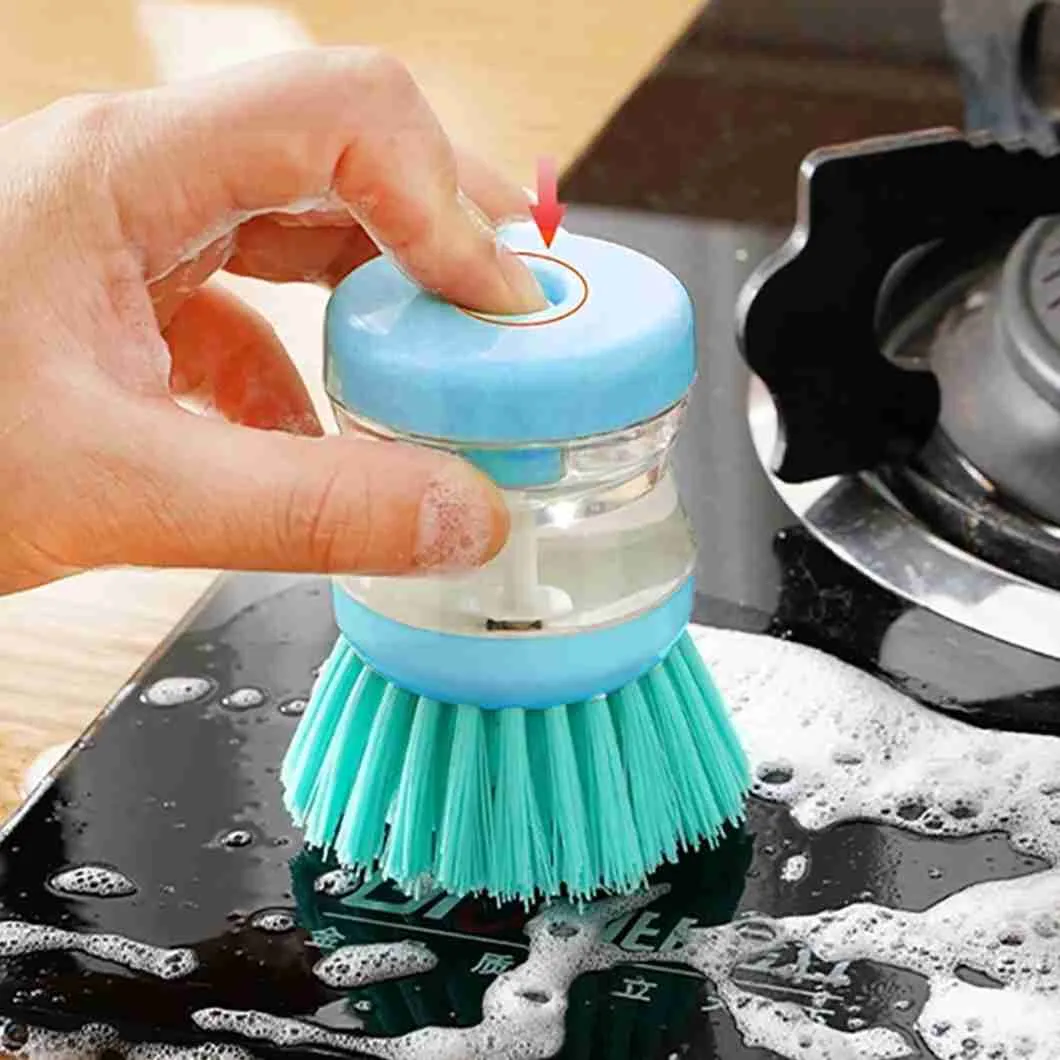 Escova De Limpeza Com Recipiente Para Detergente Multiuso Lava Louças - Imagem 3
