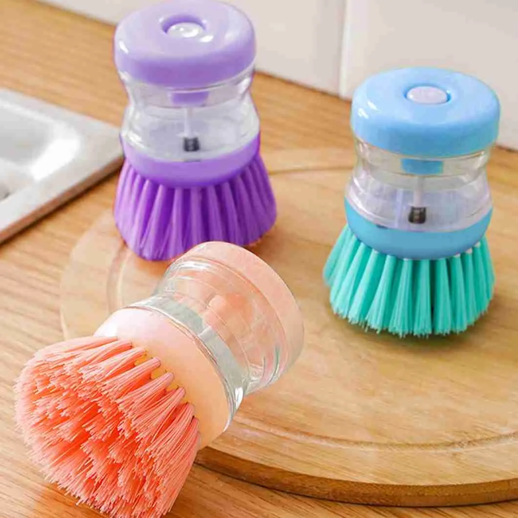 Escova De Limpeza Com Recipiente Para Detergente Multiuso Lava Louças - Imagem 4