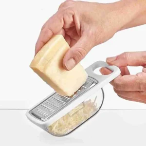 Ralador de Queijo Inox Com Coletor Dispenser Reservatório de Plástico