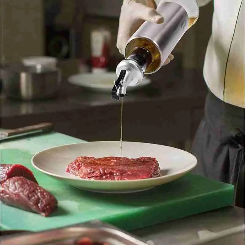 Porta Azeite Vinagre Óleo Molho Aço Inox Dosador Galheteiro - Imagem 4