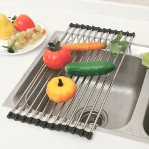 Escorredor Para Pia Flexível Multiuso em Inox Dobrável Cores Sortidas