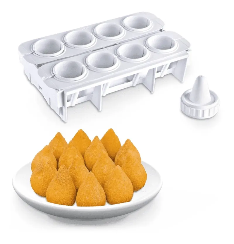 Kit Formas Fábrica de Coxinhas Salgado Modelador Faz 8 Coxinhas