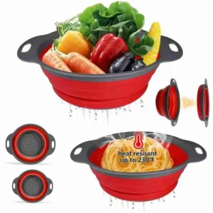 Escorredor de Silicone Dobrável para Macarrão Legumes Verduras