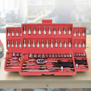 Kit Chaves Ferramentas Catraca Reversível Soquetes 46 Peças com Maleta