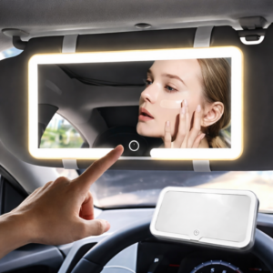 Espelho Para Viseira Solar De Carro com Led 3 Modos De Luz Sensível Ao Toque