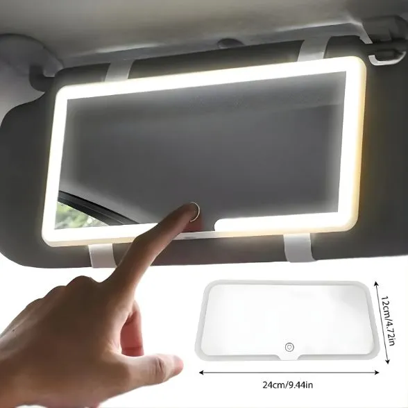 Espelho Para Viseira Solar De Carro com Led 3 Modos De Luz Sensível Ao Toque - Imagem 4