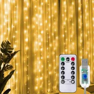 Cortina LED Fixa 3×3 Com Controle Remoto Cor Branco Quente