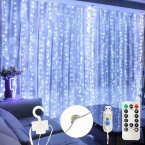 Cortina LED Fixa 3×3 Com Controle Remoto Cor Branco Frio