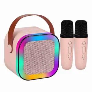 Caixinha De Som Karaokê Bluetooth Com 2 Microfones