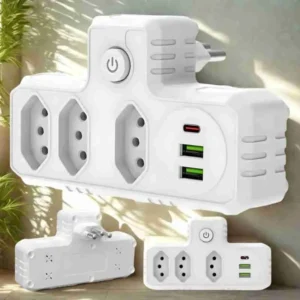 Benjamim Adaptador Universal com USB Tipo-C e Filtro de Linha