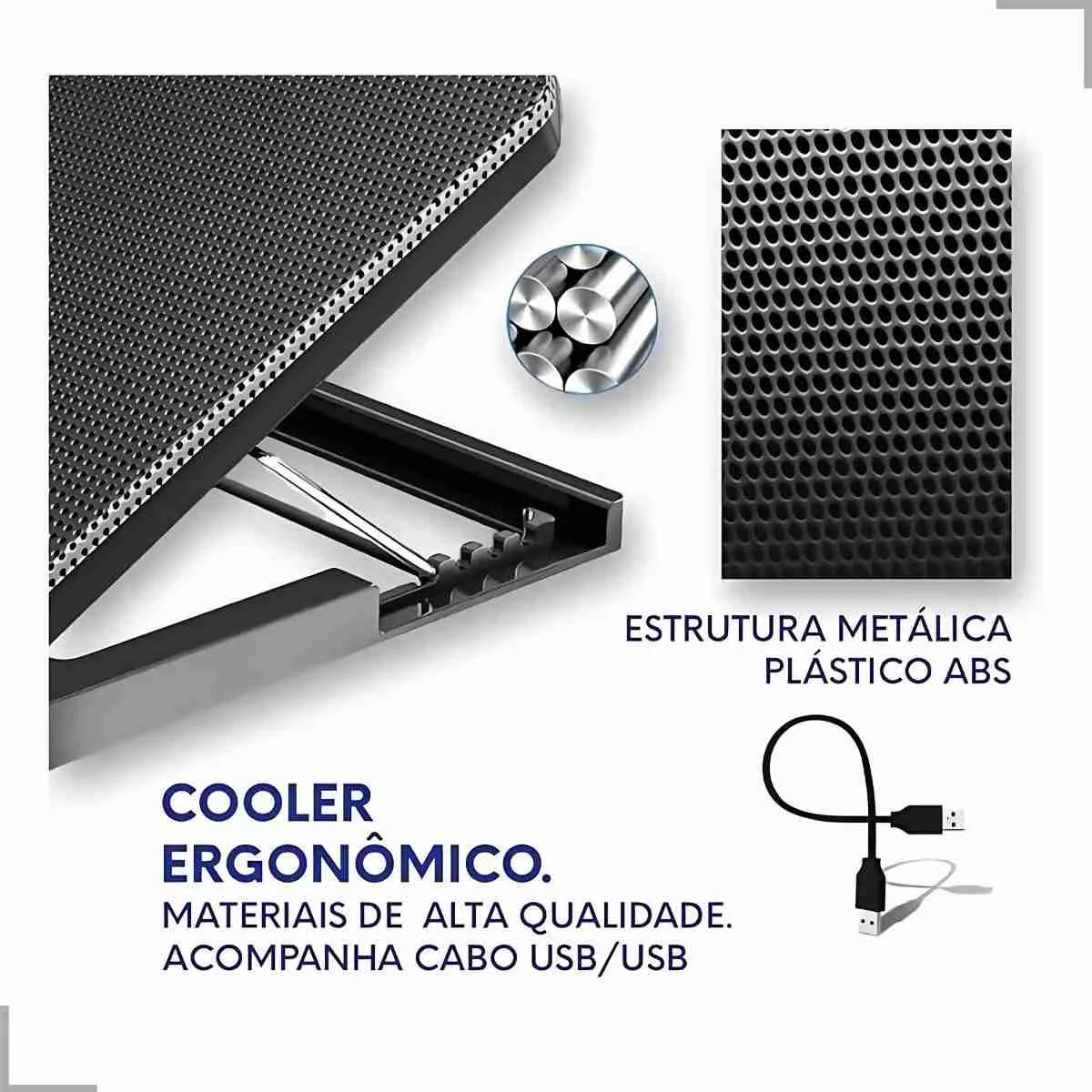 Base Notebook Cooler 2 Ventoinhas Ajustavel com Led - Imagem 6