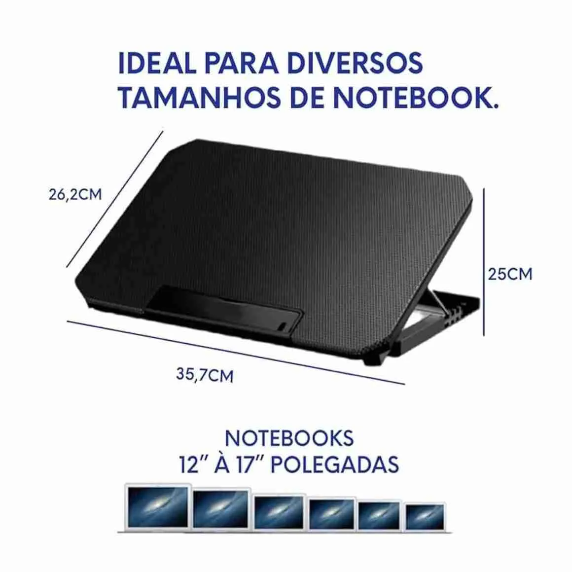 Base Notebook Cooler 2 Ventoinhas Ajustavel com Led - Imagem 7